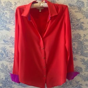 Banana Republic Vermillion Silk Blouse, Size Small